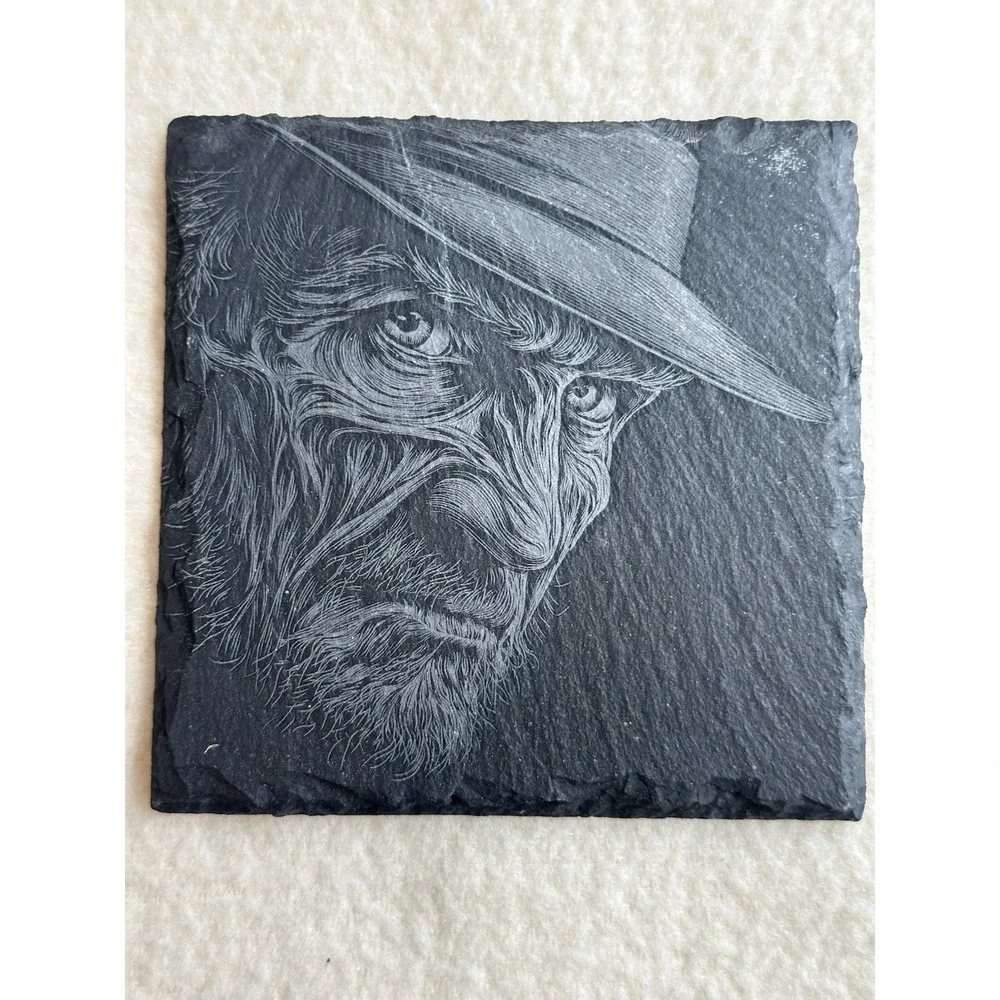 Horror Movie Slate Coasters Set of 4 Laser Engraved Slasher Halloween Gift Art